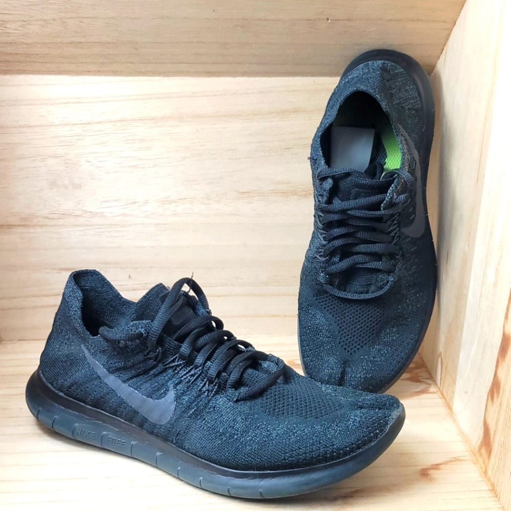 Nike Free RN Flyknit Triple Black Running Shoes